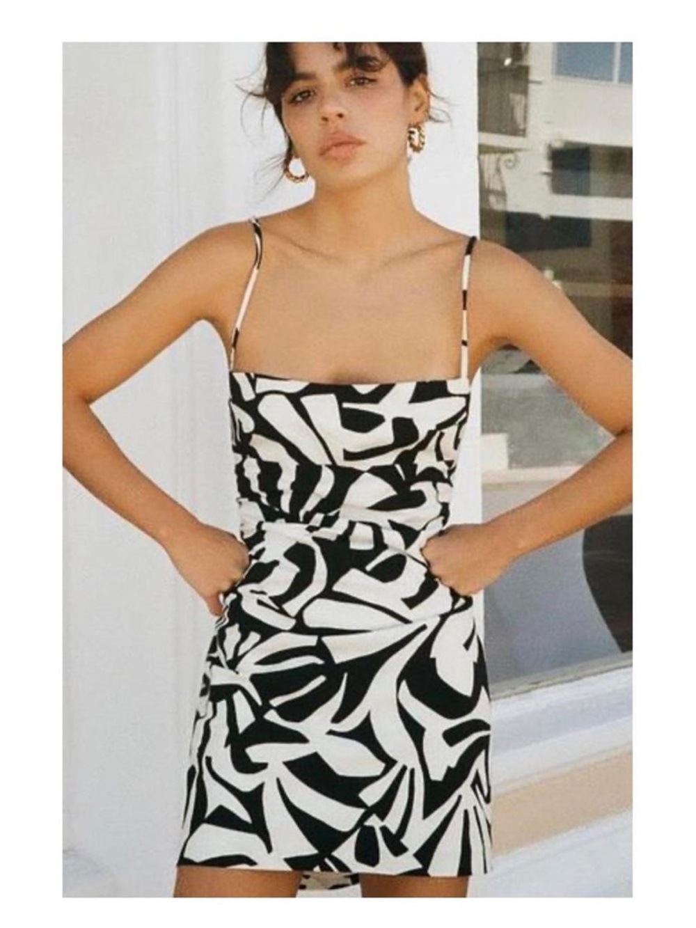 Zara Black & White Abstract Mini Dress
